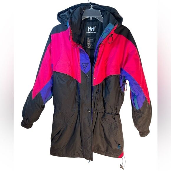 Helly Hansen mens coat XS Black Pink Vtg 90s Waterproof Ski Snow Parka Tech - Picture 11 of 11